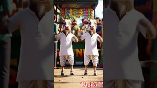 🐮🎶 AI Generated Fantasy Video | Dhoti Kurta Cows Indian Street Performance #shorts