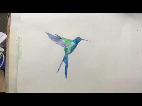 humming bird painting / painting demo / watercolours #howtopaint in #watercolours (time lapse)