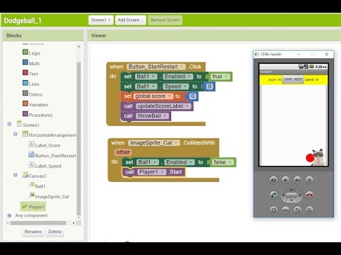 MIT App Inventor - Simple Dodgeball Game App Tutorial - Part 4 of 4