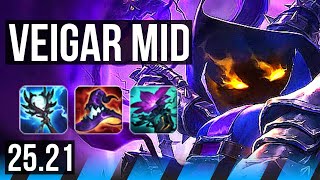 VEIGAR vs AKALI (MID) | 16/2/11, 53k DMG, Legendary | KR Master | 25.21
