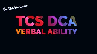 TCS verbal ability Questions   2 | TCS DCA
