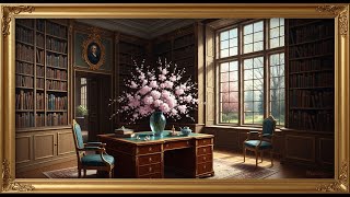 Frame TV Art with Music:Dark Academia Luxury Library | Samsung Frame TV Art | Vintage Office Decor
