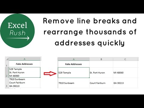 Remove Line Breaks in Excel to Rearrange Names and Address
