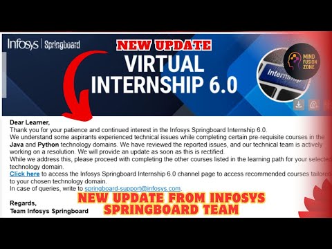 New Update from Infosys Springboard Team Virtual Internship 6.0 #InternshipFAQs
