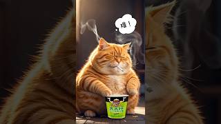 Cute cat bought noodles from the supermarket and ate them with enjoyment #aicartoons #cutecat #cat