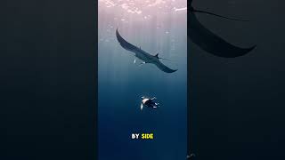 Man Casually Swims with a Giant Stingray #StingraySwim #UnderwaterLife #oceanmagic