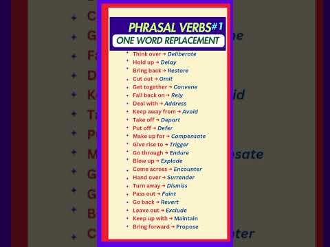 Phrasal Verbs #1/  Advanced Vocabulary/ One Word Replacement #cocabulary #phrasalverbs