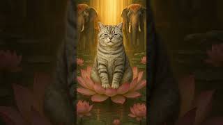 Sacred Cat Meditating on Lotus 🌸 | Elephant Protection & Healing Vibes #catasmr