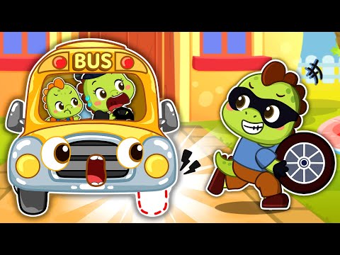 School Bus Lost Wheel Song | Wheels on the Bus | DinoLala Nursery Rhymes