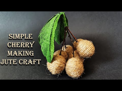 How to make simple cherry from old Christmas ornaments. Jute craft