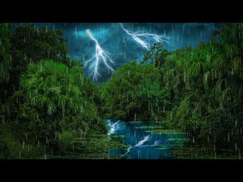 Thunderstorm & River Sounds | 10 Hour Sleep Ambience | Water, Thunder & Rain Sounds to Sleep