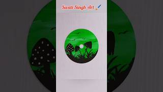 Art ideas with old Disc #cdart #easyandsimple #acrylicpainting #diy #silhouette #artideas #shorts