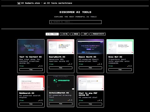 AI Gadgets.show -  AI tools marketplace Demo Video for Google GenAI Boocamp