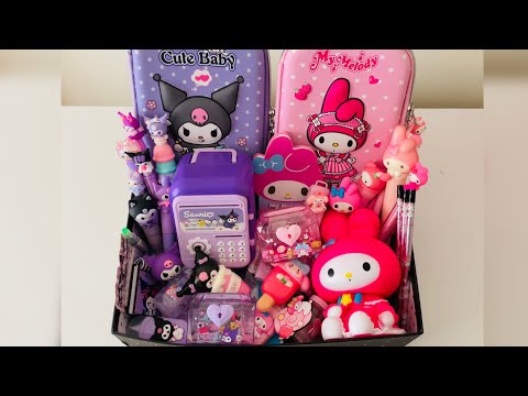 Kuromi VS My Melody Stationery Unboxing💜🩷 box full of stationery items,Pink & Purple School Supplies