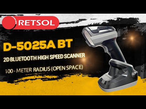 Retsol D-5025A BT 2D Bluetooth High Speed Barcode Scanner: Ultimate Power, Range, and Durability!
