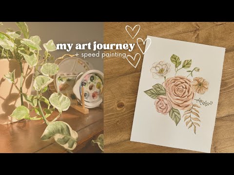 speed painting WATERCOLOR FLORALS | listen to my art journey