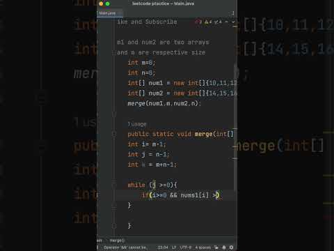 Merge Sorted Array | Leetcode 88 |  #codingjourney #coding #leetcode #codingchallenge #code #trick