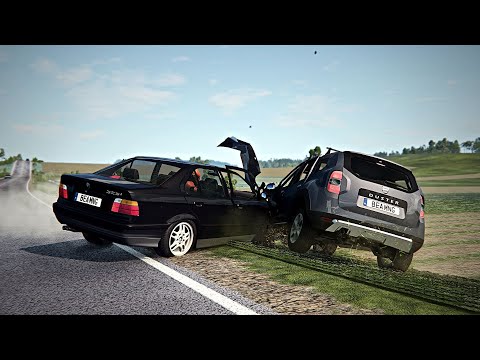 BeamNG Drive - Dangerous Overtaking Crashes #4