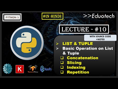 Python Tutorial | list and tuple data type in python in Hindi |  Eduotech | #11