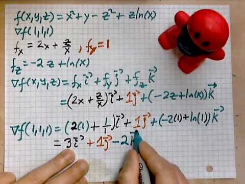 virtuallymath.com: finding a gradient for a function of three variables