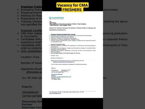 CMA INTERNSHIP |CMA ARTICLESHIP |CMA TRAINEE VACANCIES #hiring #jobvacancy #jobseeker#jobopportunity