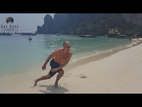Phi Phi Island Holiday Beach Workout, Skater Squats, Water Running, Push Ups, Squat Rows