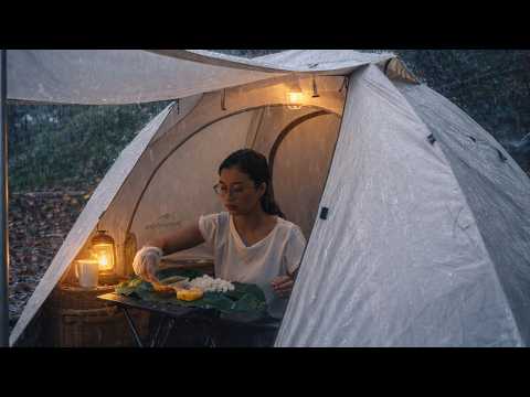 ENJOYING BAD WEATHER LIGHTNING STORMS AND VERY HEAVY RAIN ‼️CAMPING IN HEAVY RAIN⛈️