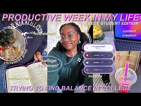 Productive College Week in My Life | studying, healthy habits, content creation, study tips, hobbies