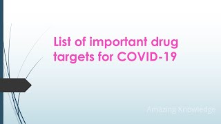 Important drug targets for COVID-19 (Corona Virus)