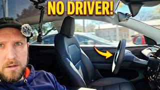 NO DRIVER in This Self-Driving Tesla Robotaxi!
