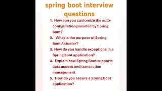 Top spring boot interview questions | daily questions 1  #java #spring boot
