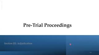 The Judicial Process - Pre-Trial Proceedings - Part I