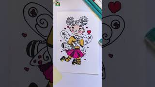 Bee girl  #drawing #stepbystepcoloring #learnstepbystep #stepbystep #easydrawing #howtodraw #colors
