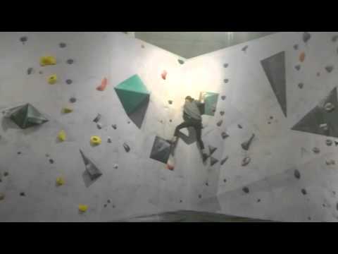 Sending V5 volume problem at Seattle Bouldering Project