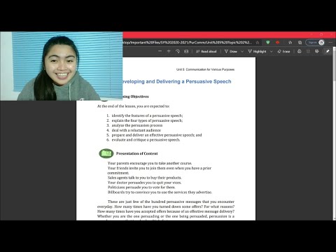 (Purposive Communication) Unit 5: Topic 2 - Developing and Delivering a Persuasive Speech
