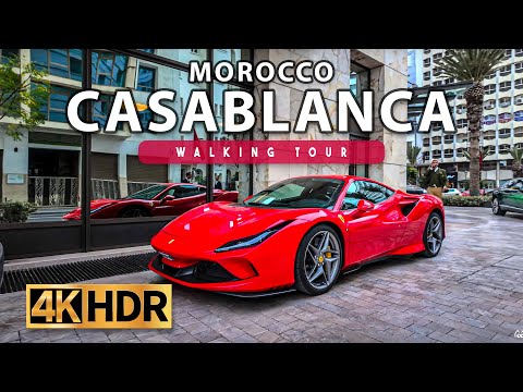 Casablanca, Morocco Walking Tour - To Marina District - 4K 60FPS HDR