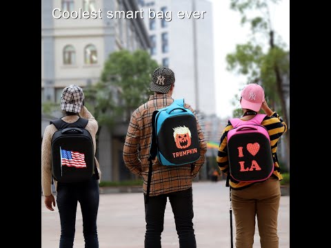 Wetalk smart led backpack with NBA flag on the customizable screen unboxing review