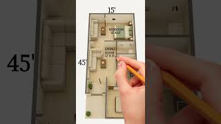 15×45 house floor plan design || perfect 2bhk layout 👌. . #house  #houselayout #dreamhouse