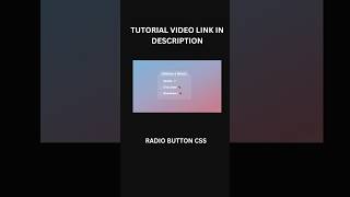 Radio Button CSS 🤩 #shorts #radiobutton #css #cssanimation #csseffects