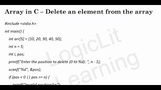Delete Element from Array in C | Shift Remaining Elements (Full Program)
