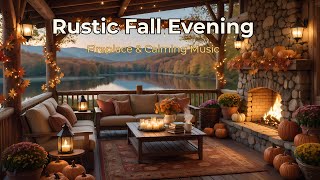 🍂✨Rustic Fall Evening | Crackling Fireplace & Calming Background Music