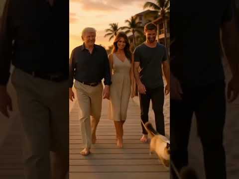 Trump, Melania & Chris Hemsworth’s Sunset Stroll with a Golden-Leashed Cat #trump #ChrisHemsworth