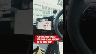 Productivity to the max! Zoom + Tesla #tesla #cartok #newteslamodel3 #zoommeeting #workproductivity