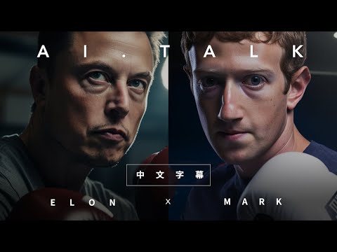 AI马斯克与AI扎克伯格的笼斗约架，由AI模拟的电影风格，AI Talk呈现，中文字幕