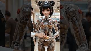 Beauty robot Juni pours drinks for customers #Robot #AI #FutureTech  #Shorts #Futuristic #CafeRobot