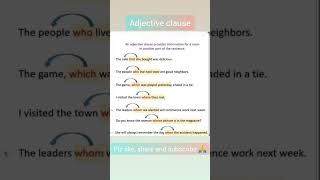 🎯Adjective Clause | Learn in Seconds with Examples”✨✨#englishgrammar #grammarshorts#adjectiveclauses