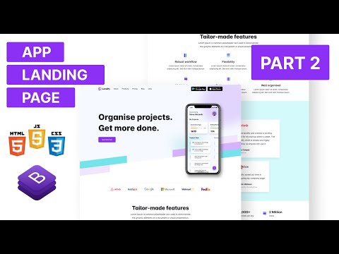 App Landing Page Template Design using Html Css Bootstrap Responsive from Scratch | (Part 2)
