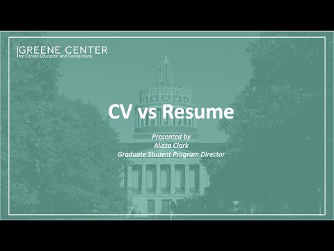 Graduate Student Resource: CV vs Resume