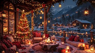 Fireplace with Christmas Jazz 🎅 Warm Cabin Ambience & Christmas Background for Stress Relief