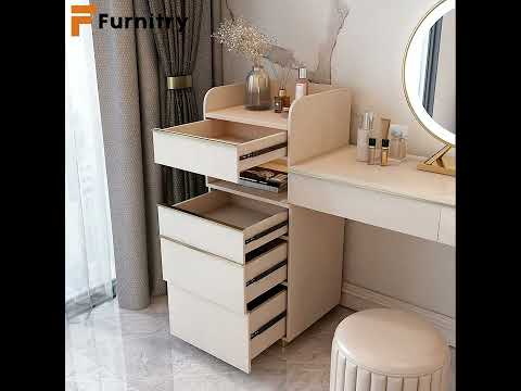 Modern & functional makeup vanity set with mirror and lights